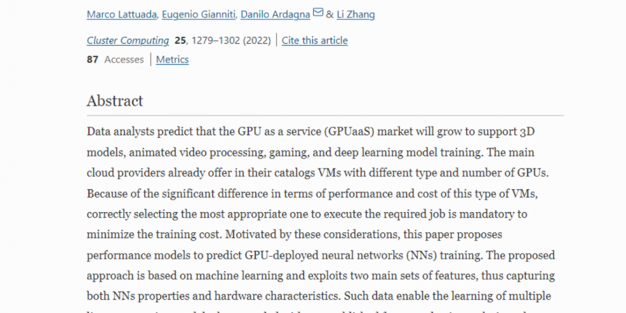 Performance prediction of deep learning applications training in GPU as a service systems