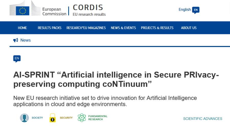 AI-SPRINT “Artificial intelligence in Secure PRIvacy-preserving computing coNTinuum”