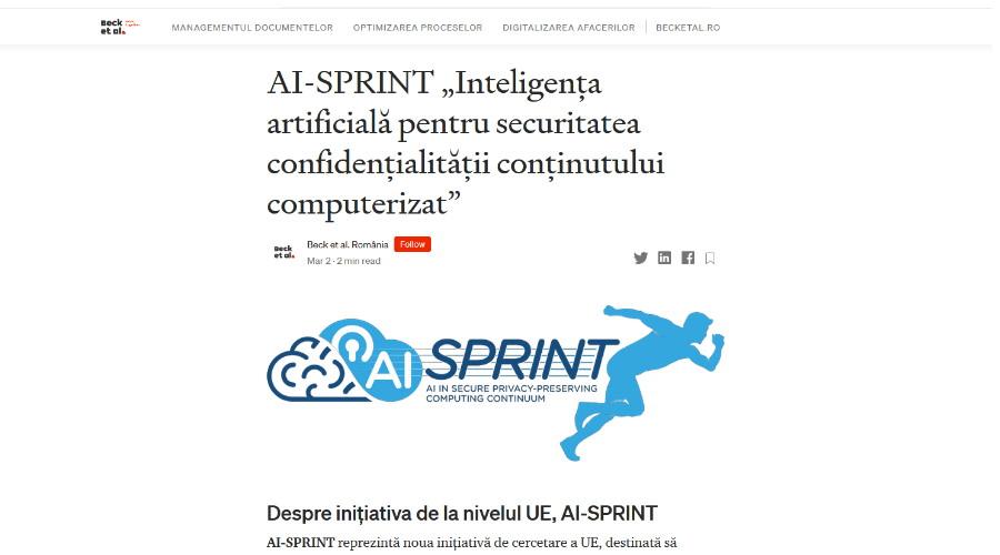 AI-SPRINT „Inteligența artificială pentru securitatea confidențialității conținutului computerizat”